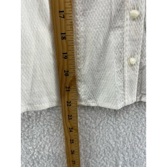 Etcetera Womens Button Front Shirt White Textured Sleeveless V Neck Stretch 4 - Picture 5 of 7